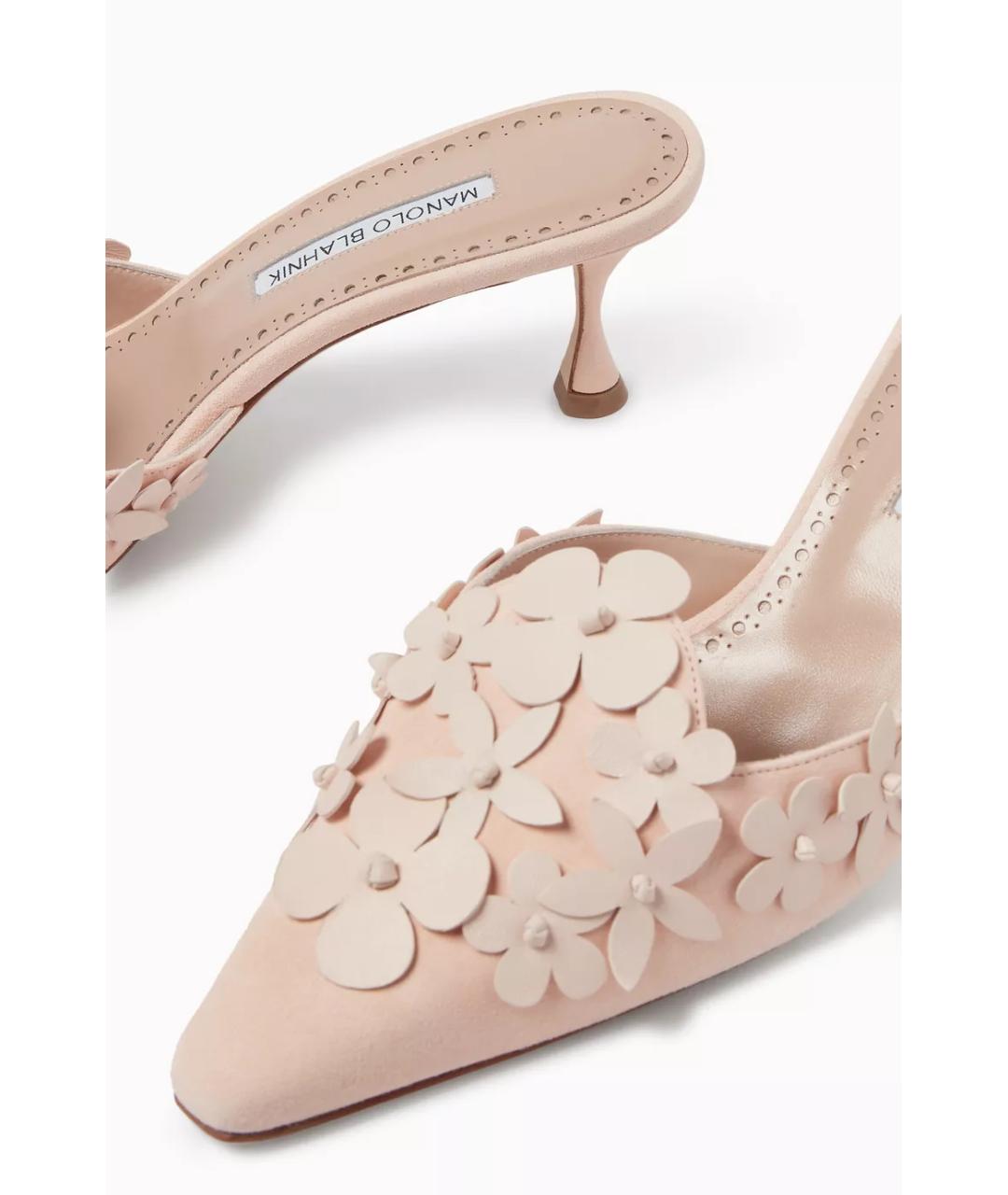 MANOLO BLAHNIK Розовые замшевые мюли, фото 6