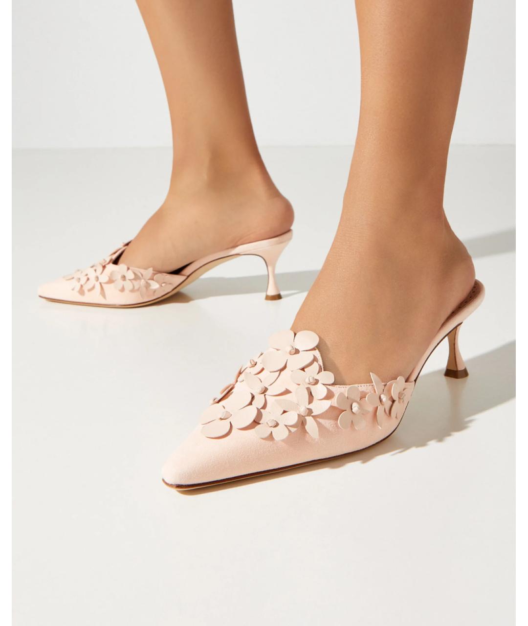 MANOLO BLAHNIK Розовые замшевые мюли, фото 8