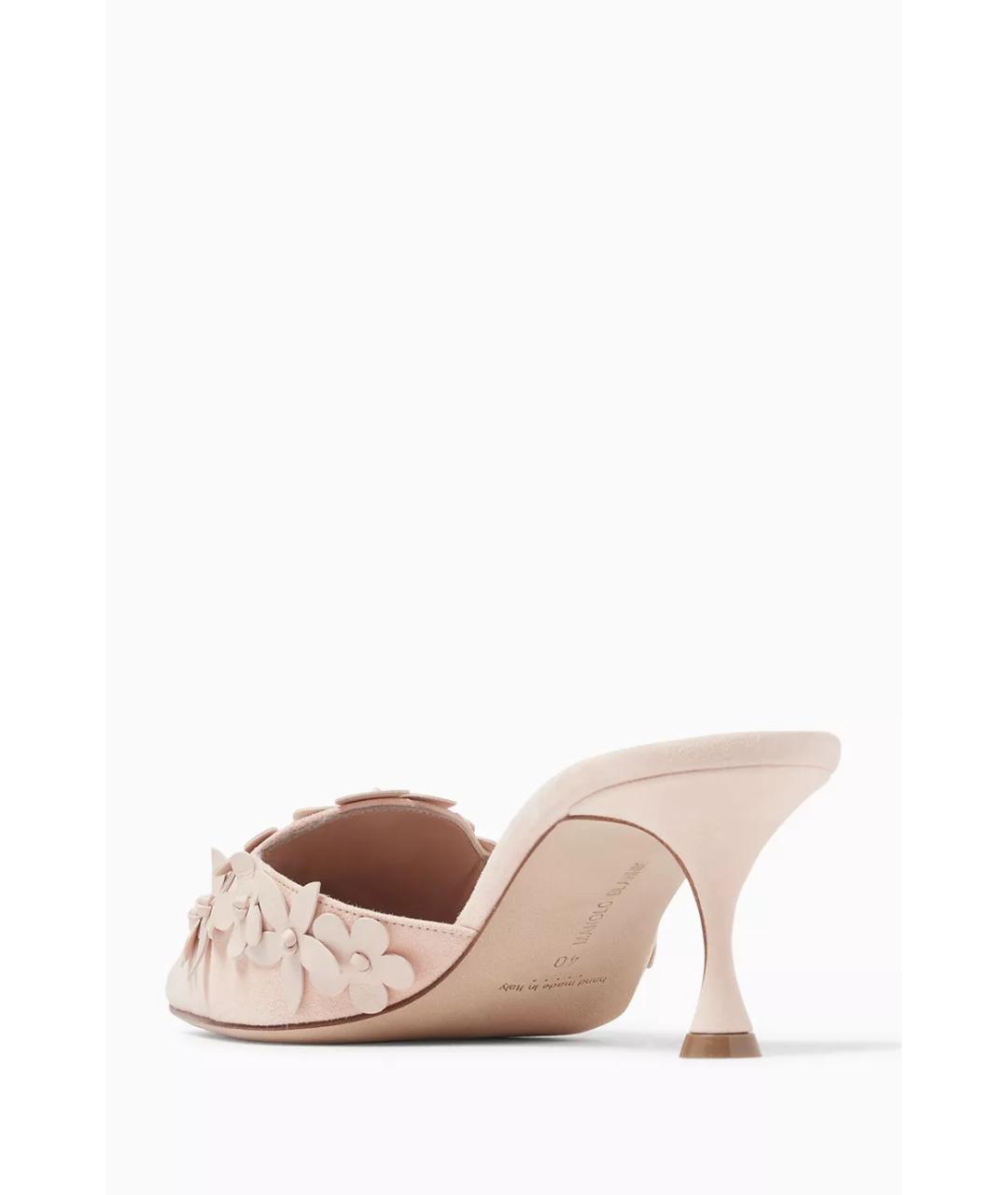 MANOLO BLAHNIK Розовые замшевые мюли, фото 7