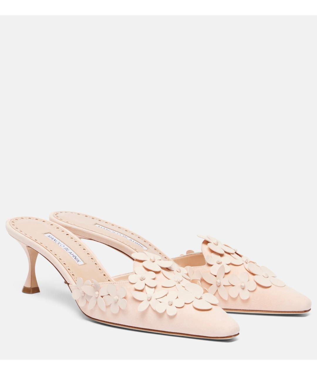 MANOLO BLAHNIK Розовые замшевые мюли, фото 3