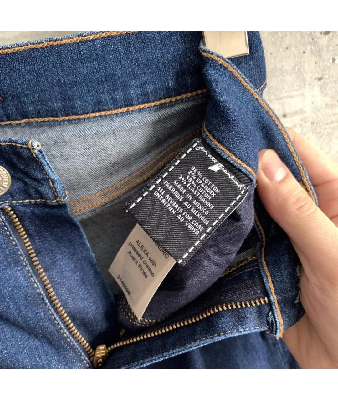 7 FOR ALL MANKIND Темно-синие хлопко-эластановые прямые джинсы, фото 5