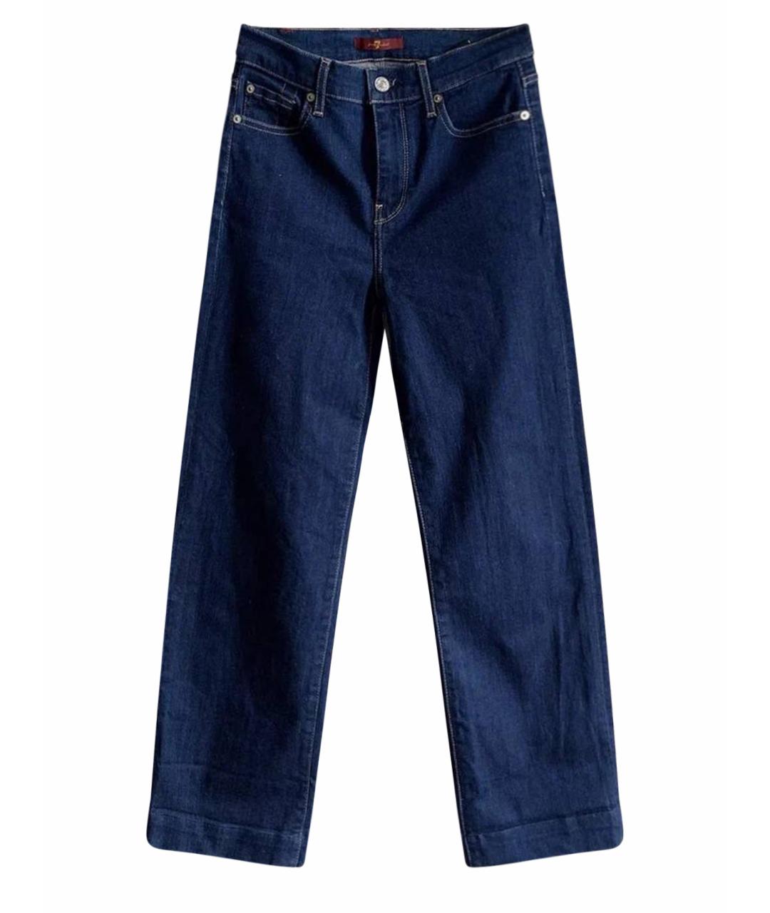 7 FOR ALL MANKIND Темно-синие хлопко-эластановые прямые джинсы, фото 1