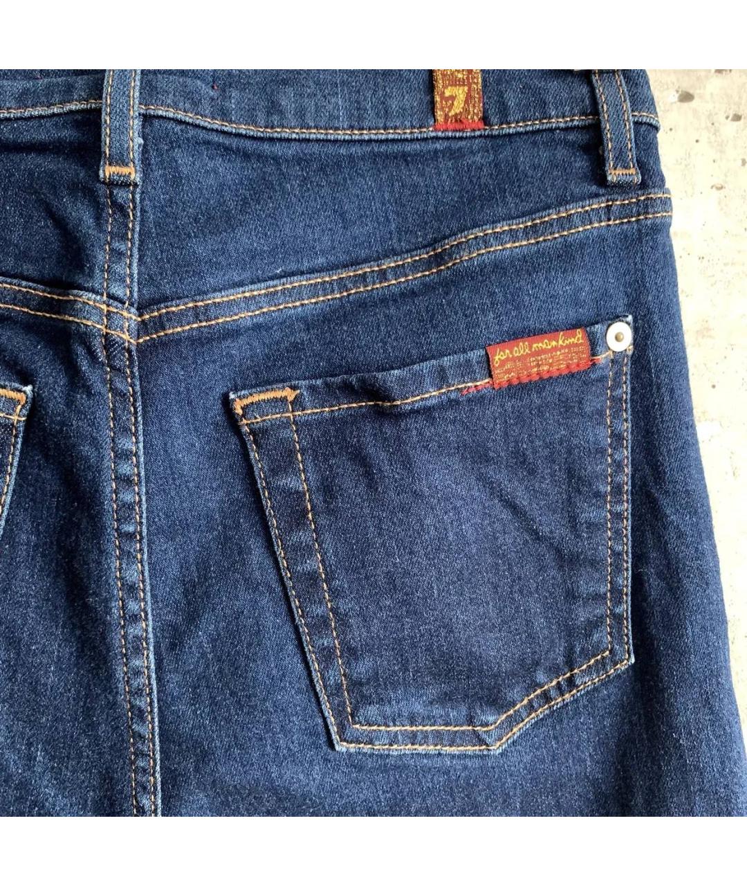 7 FOR ALL MANKIND Темно-синие хлопко-эластановые прямые джинсы, фото 4