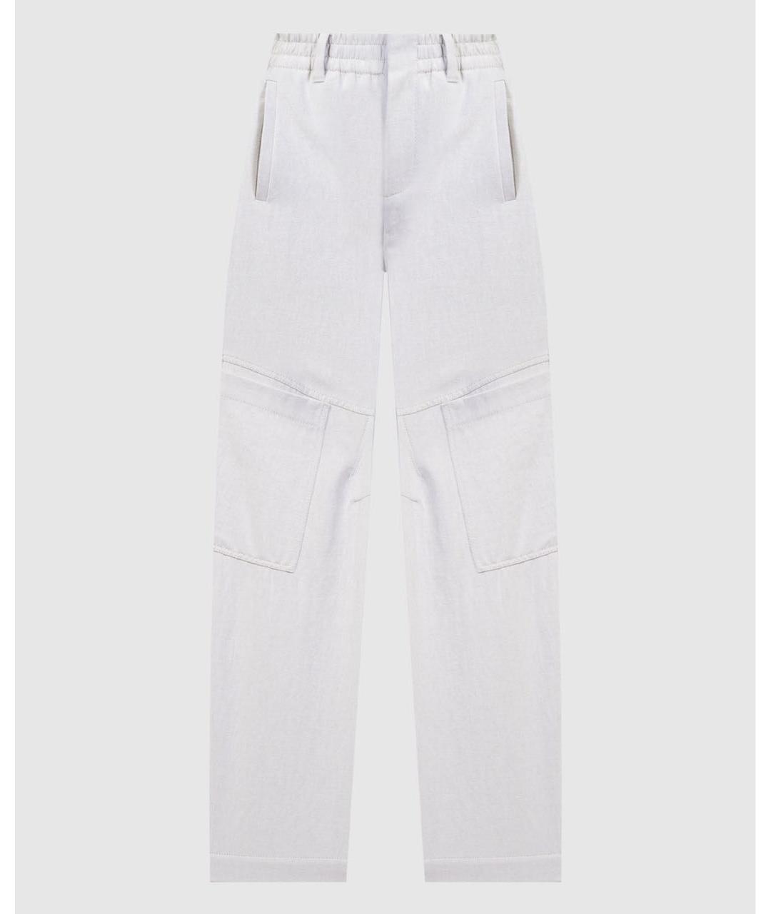 BRUNELLO CUCINELLI Белые хлопковые прямые брюки, фото 6