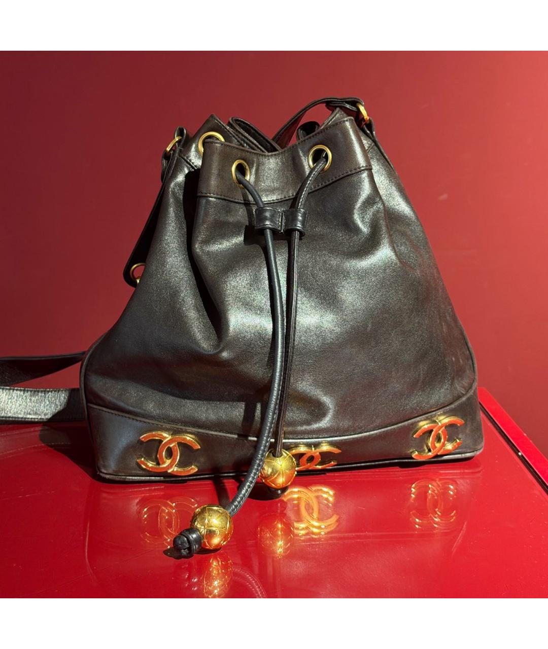 CHANEL Черная кожаная сумка через плечо, фото 8