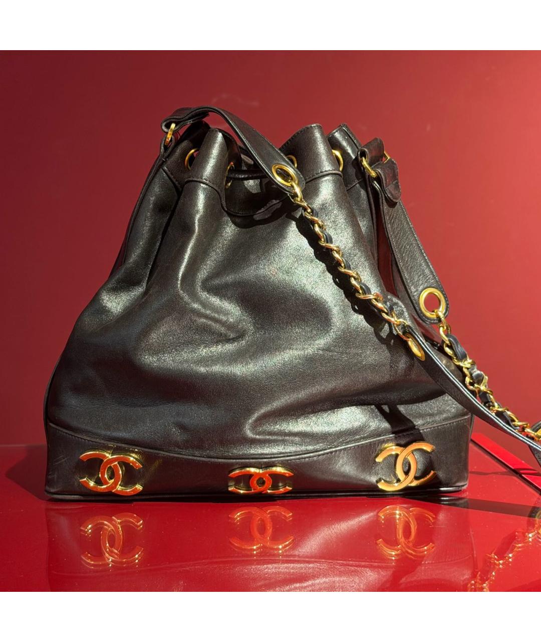 CHANEL Черная кожаная сумка через плечо, фото 2