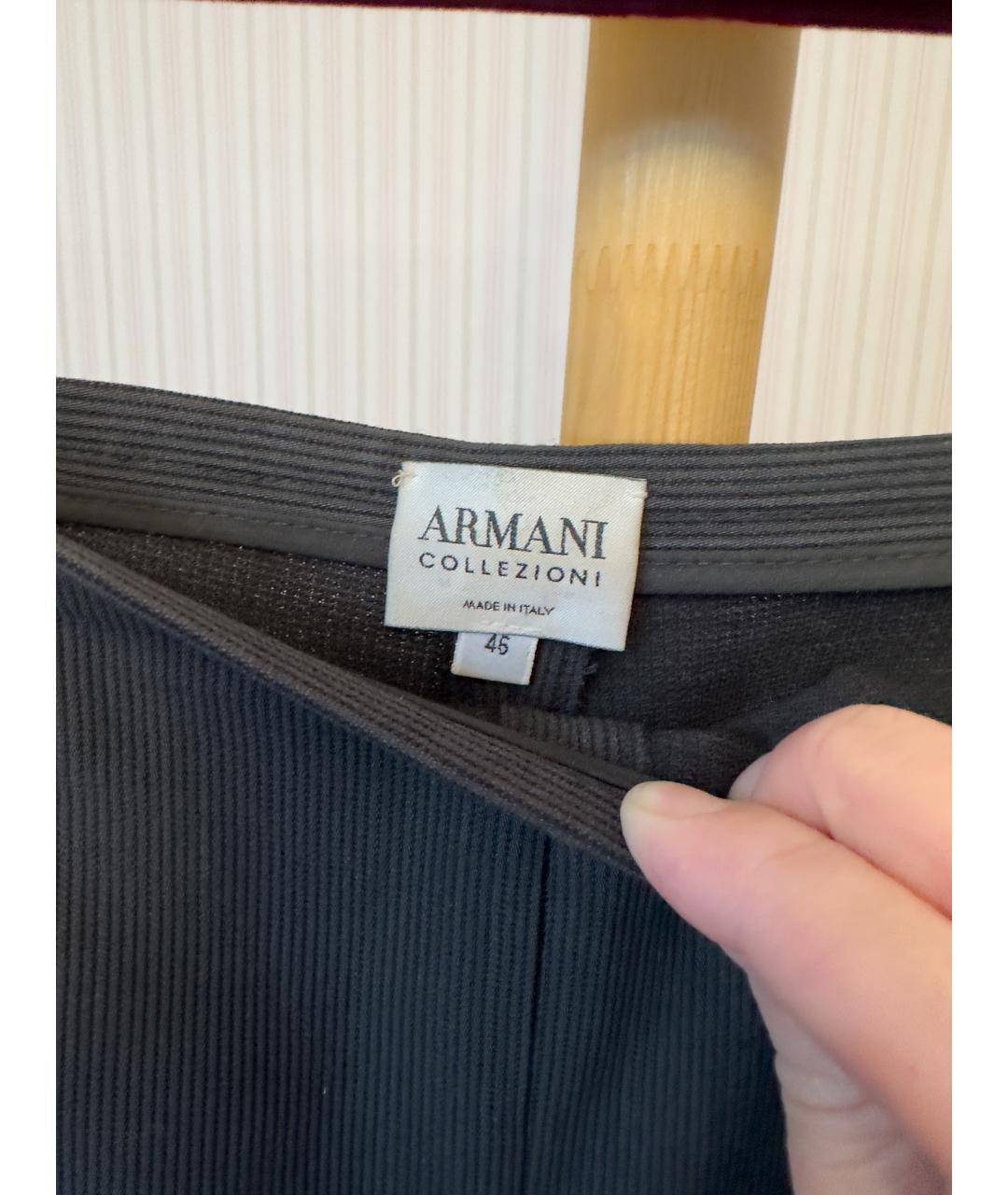 ARMANI COLLEZIONI Синие хлопковые брюки широкие, фото 4