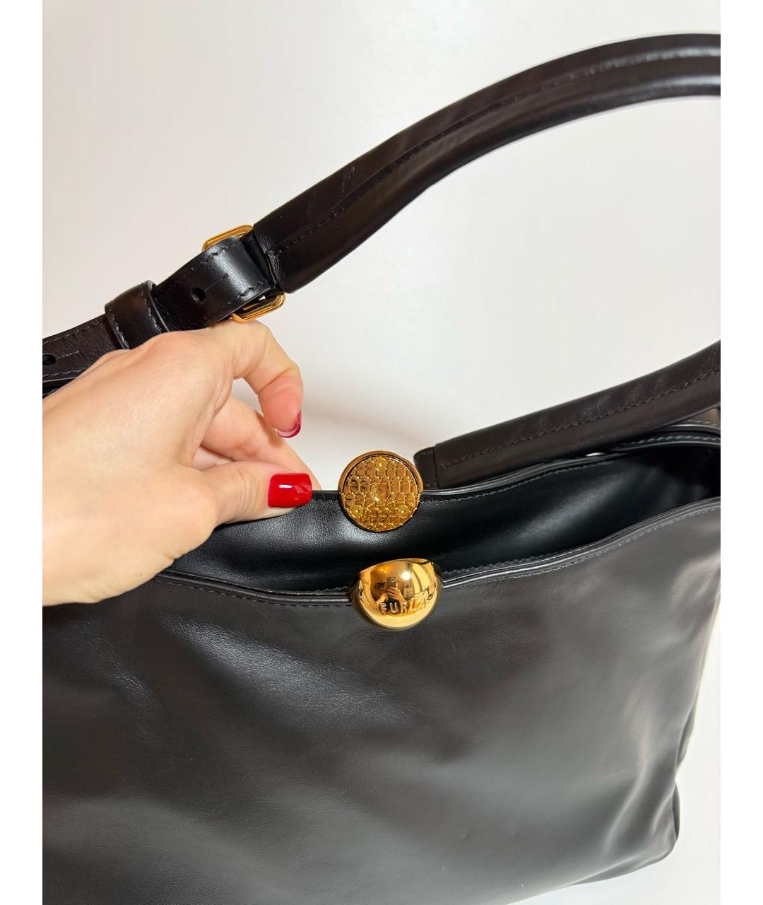 FURLA Черная кожаная сумка через плечо, фото 4
