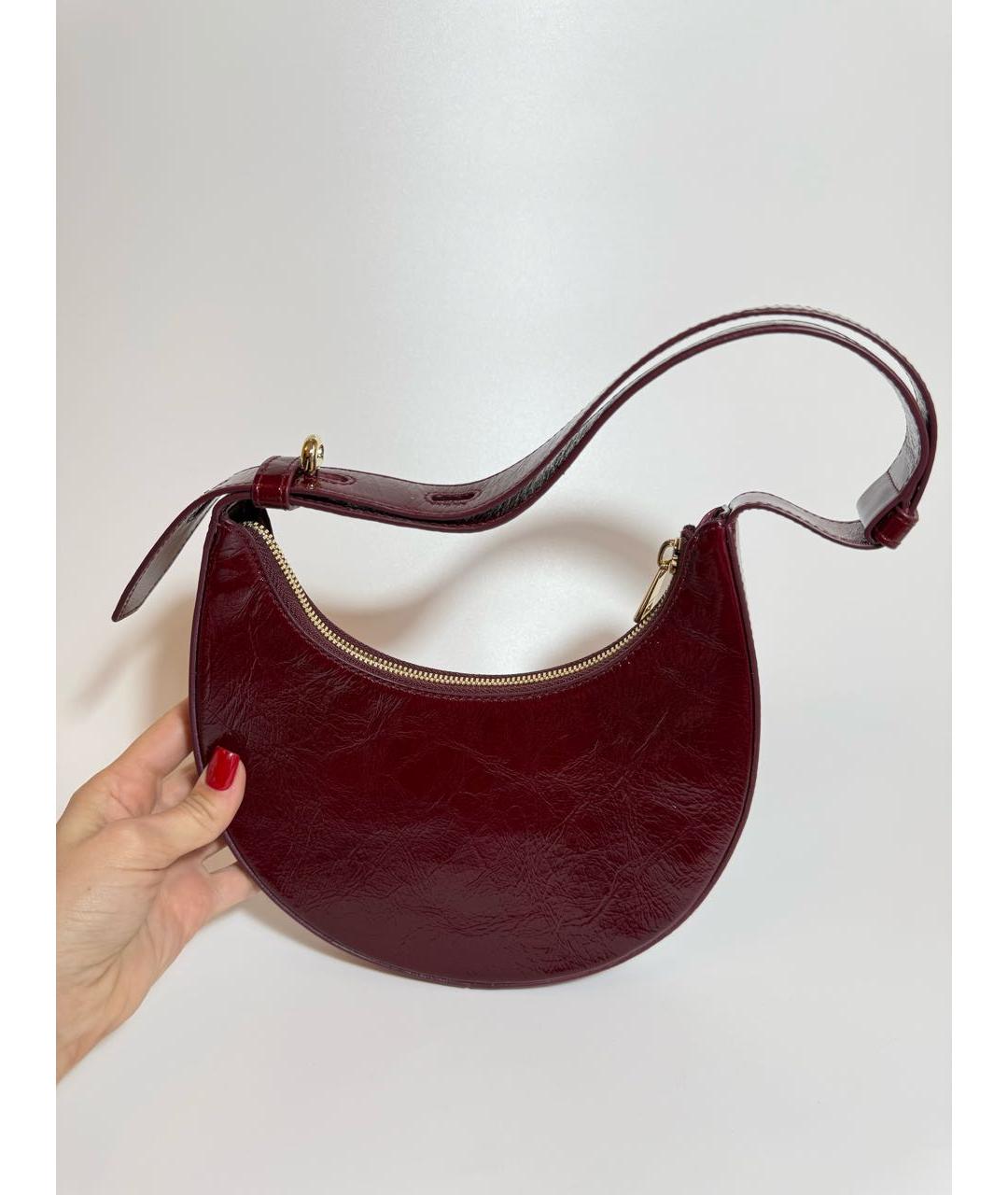 FURLA Бордовая сумка через плечо из лакированной кожи, фото 3