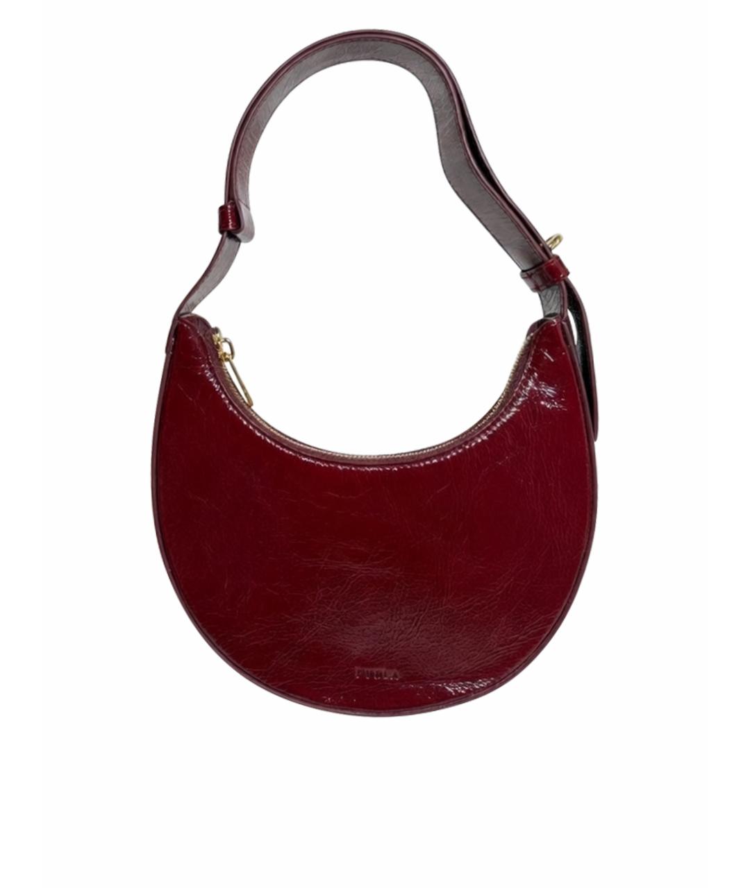 FURLA Бордовая сумка через плечо из лакированной кожи, фото 1