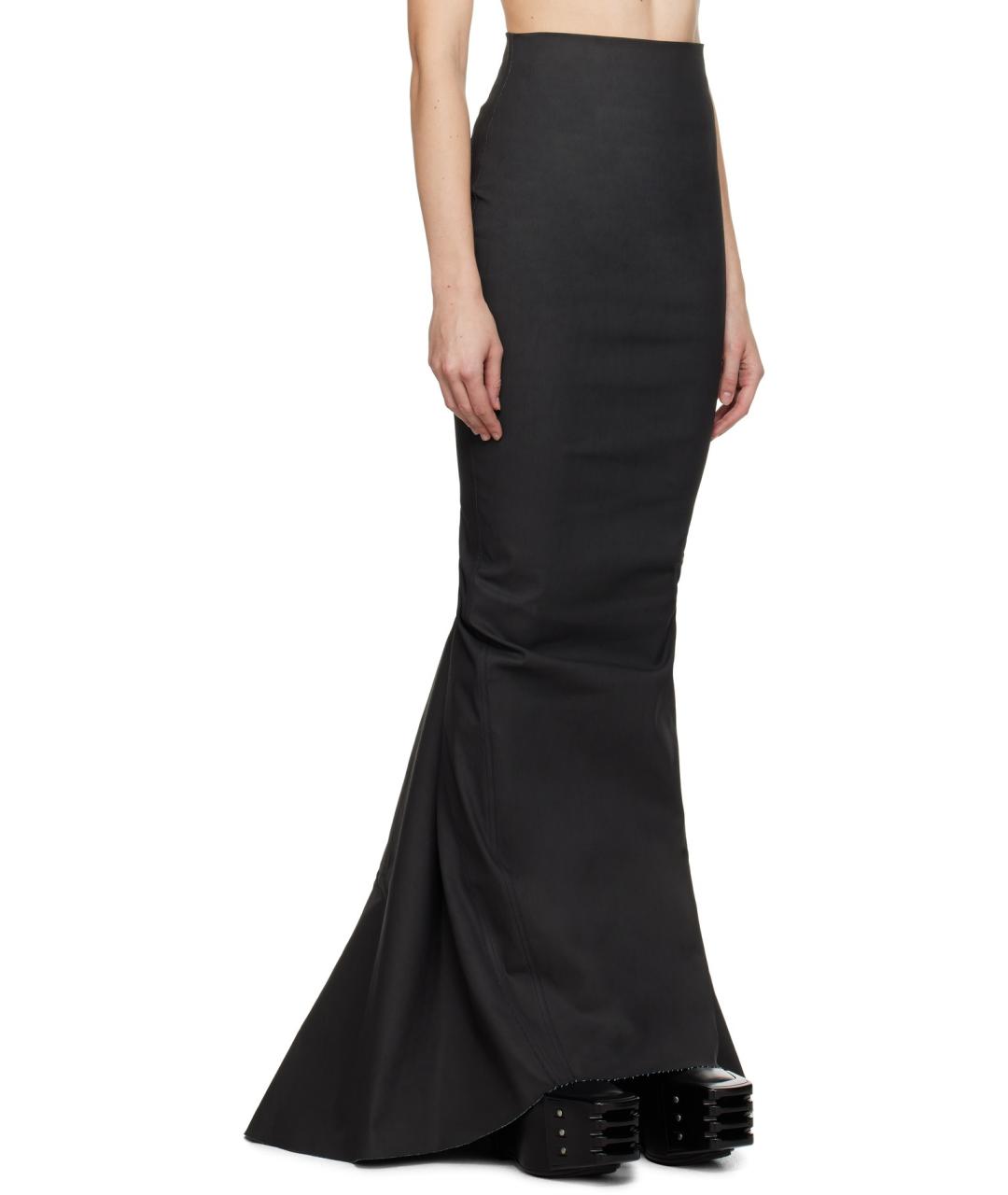 RICK OWENS Черная хлопковая юбка макси, фото 2
