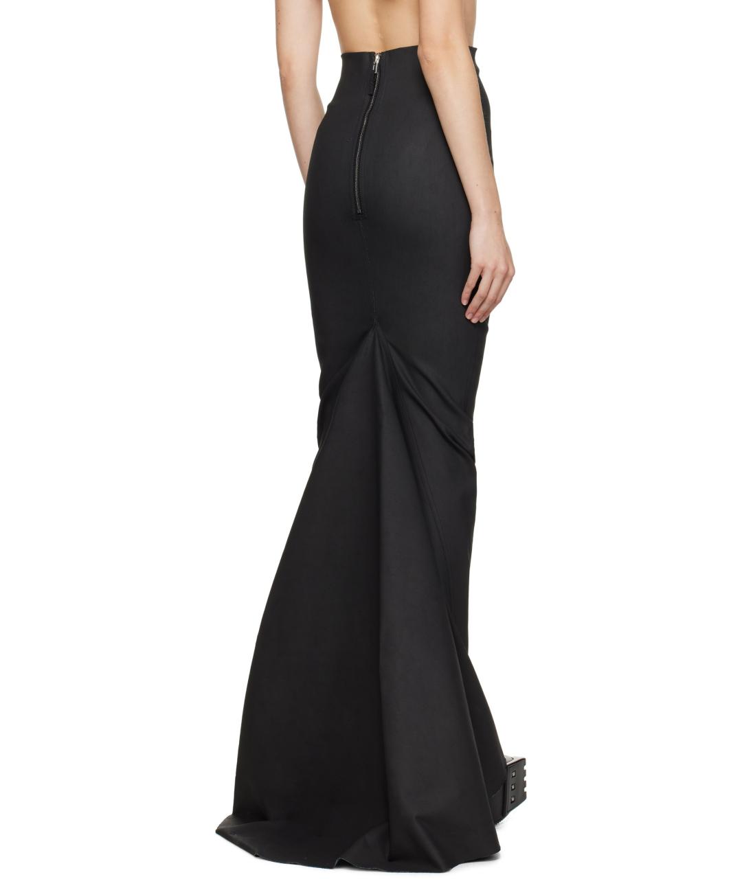 RICK OWENS Черная хлопковая юбка макси, фото 1