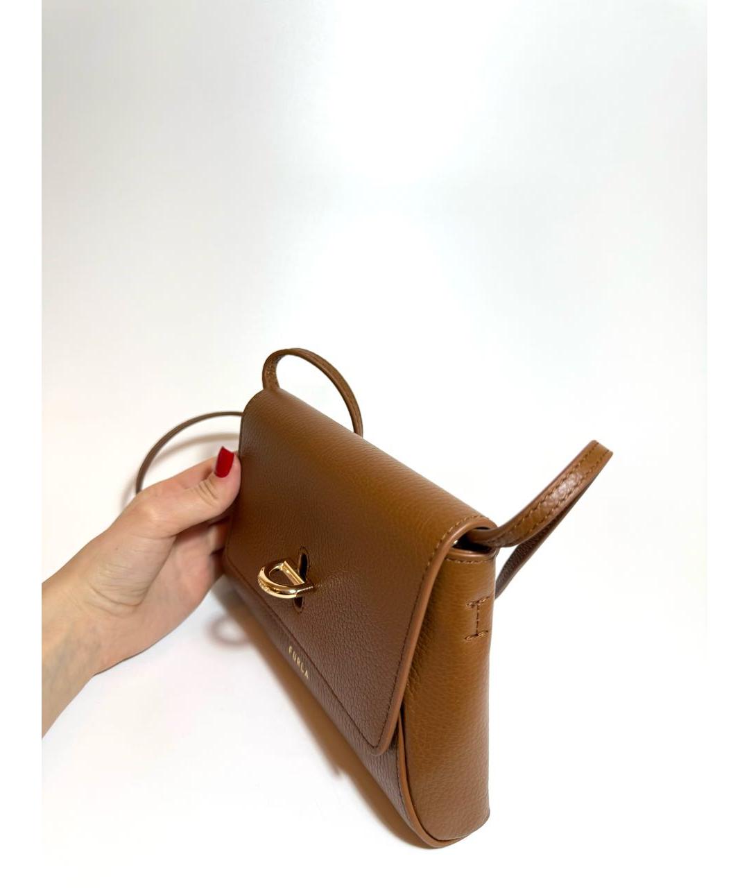 FURLA Коричневая кожаная сумка через плечо, фото 2