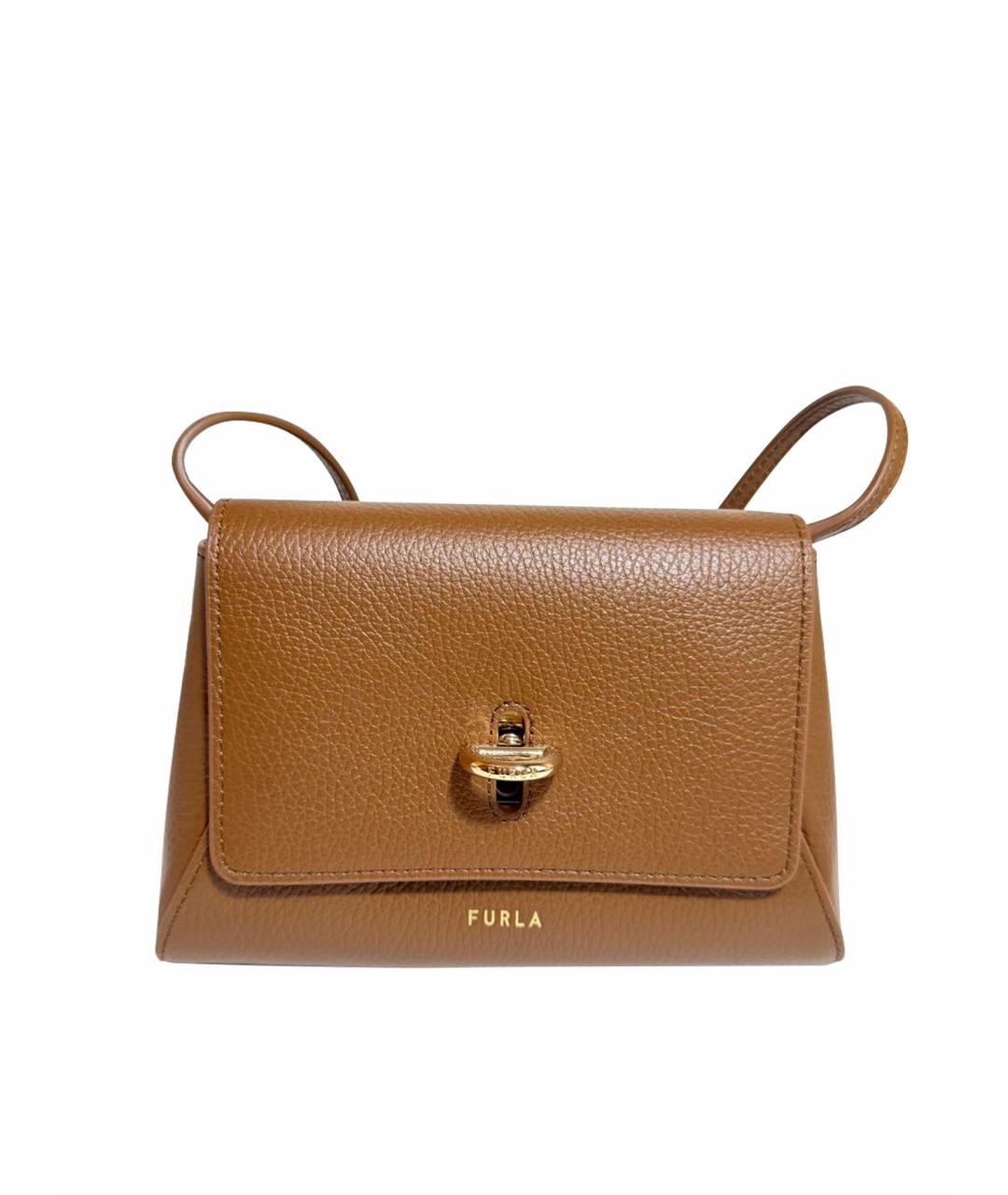 FURLA Коричневая кожаная сумка через плечо, фото 1