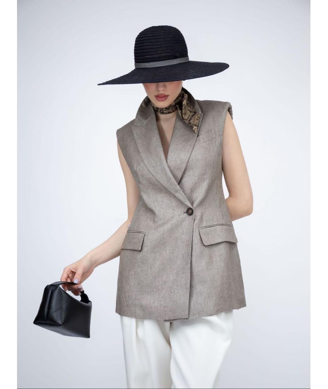 BRUNELLO CUCINELLI Бежевая льняная жилетка, фото 3