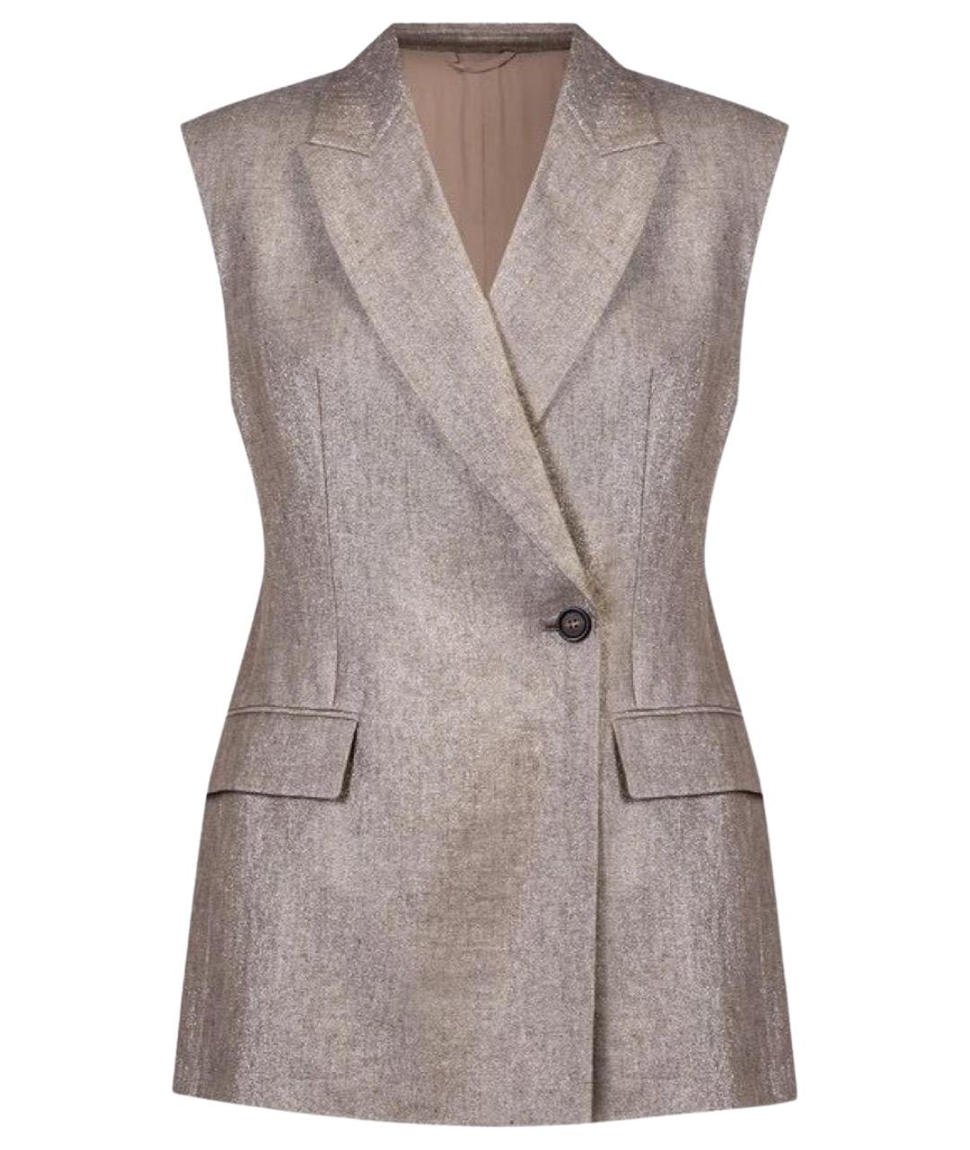 BRUNELLO CUCINELLI Бежевая льняная жилетка, фото 1