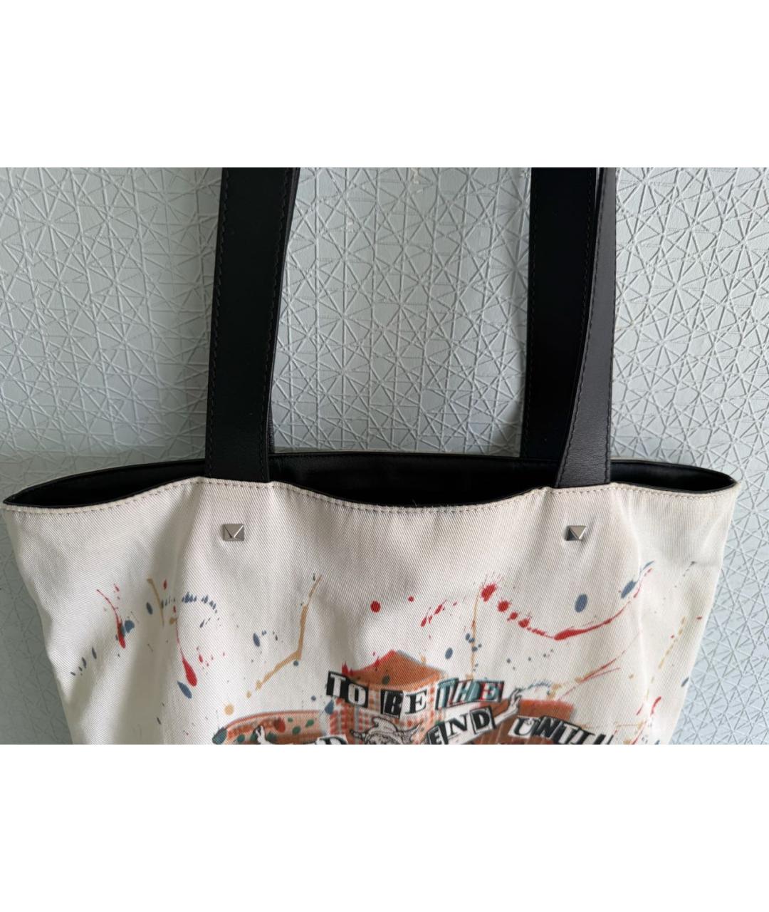 VALENTINO Бежевая тканевая сумка тоут, фото 3