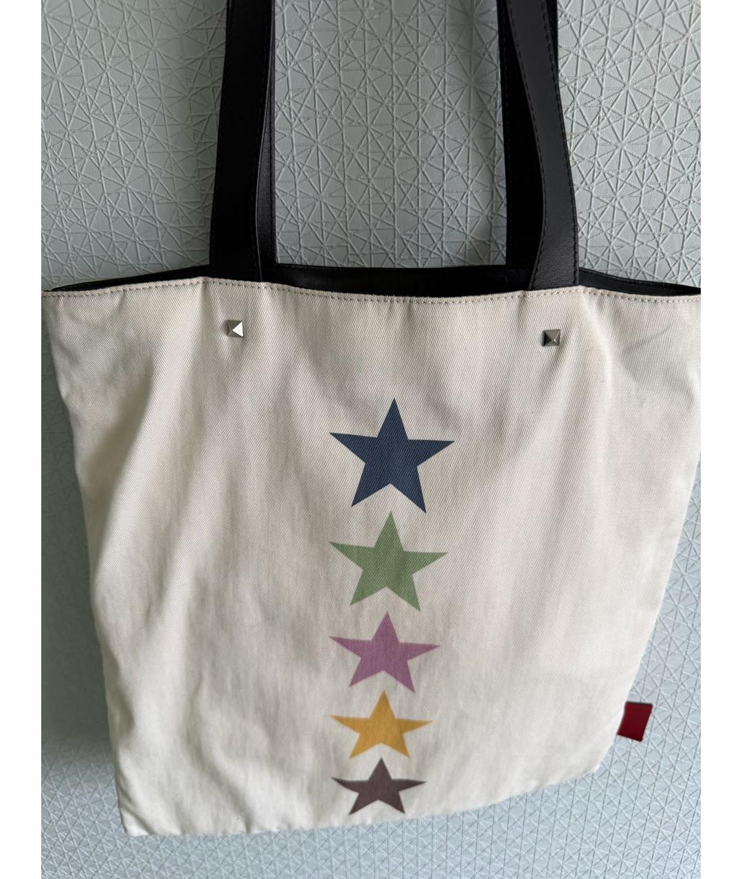 VALENTINO Бежевая тканевая сумка тоут, фото 2