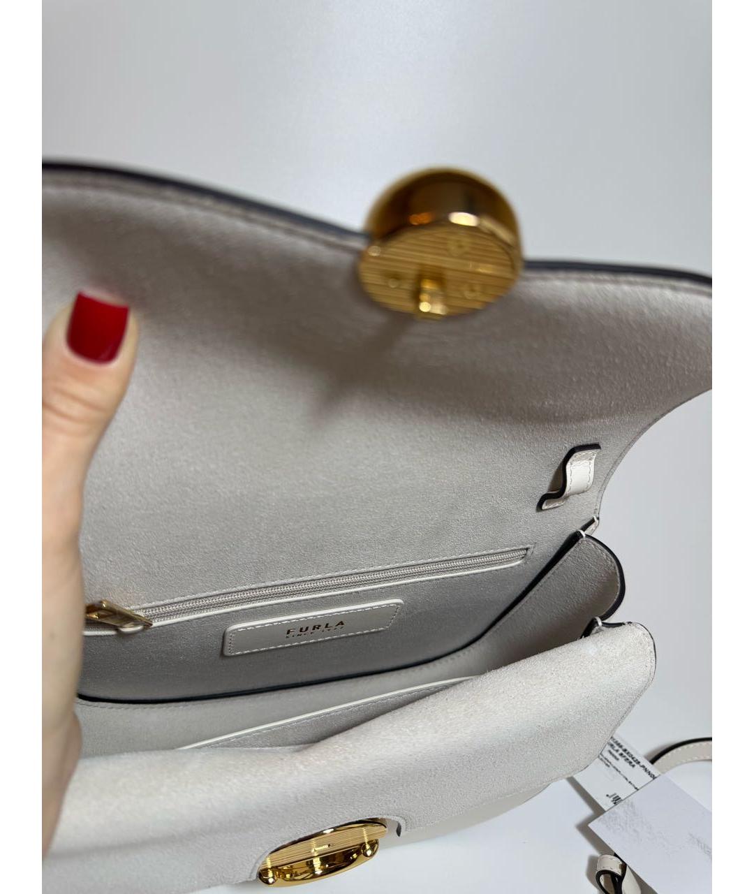 FURLA Белая кожаная сумка через плечо, фото 5