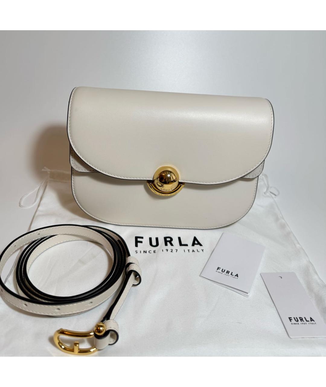 FURLA Белая кожаная сумка через плечо, фото 7