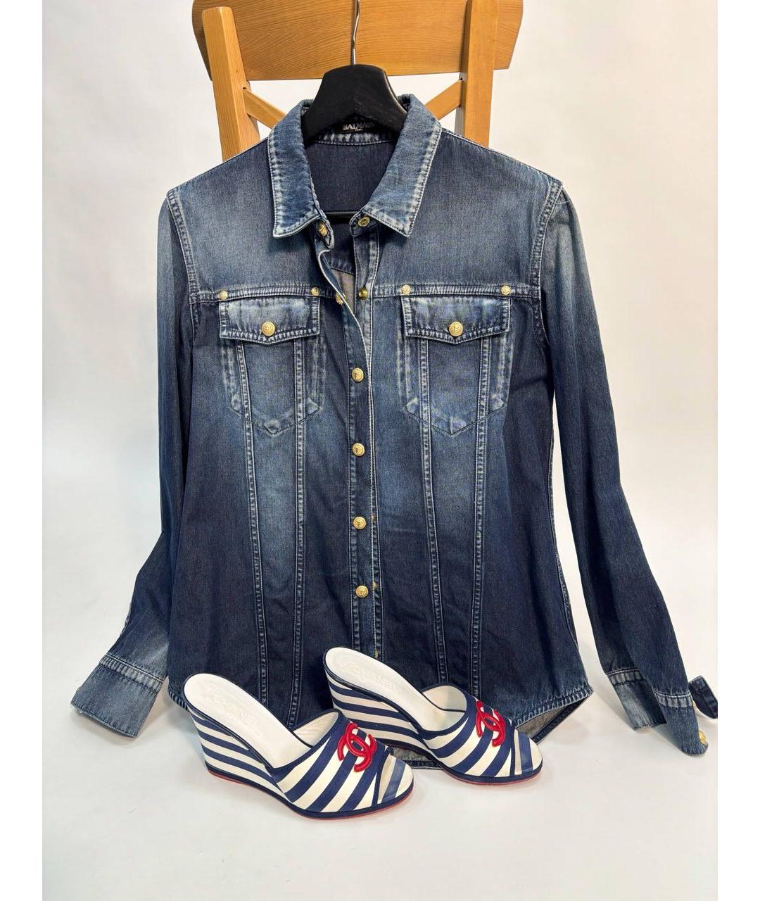 BALMAIN Темно-синяя хлопковая рубашка, фото 5