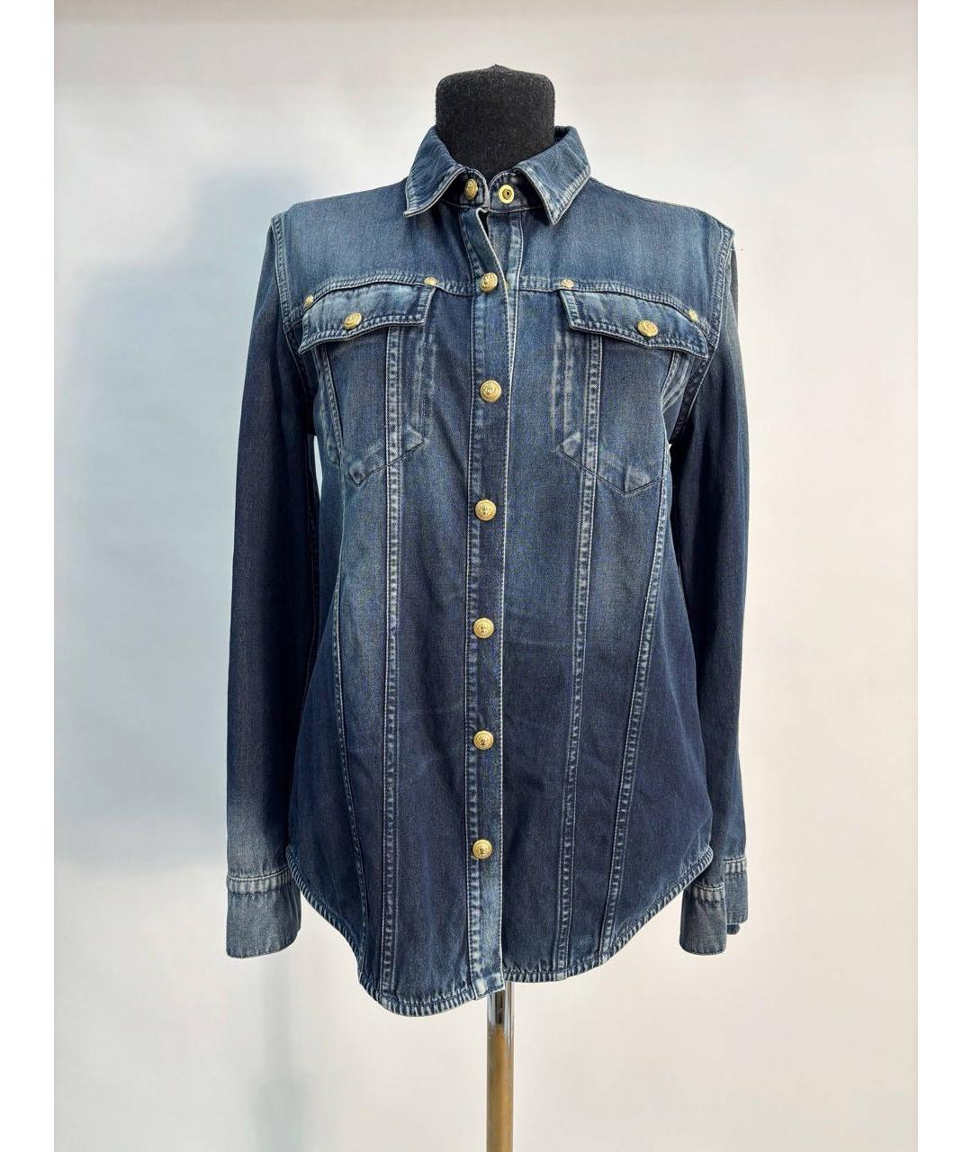 BALMAIN Темно-синяя хлопковая рубашка, фото 7