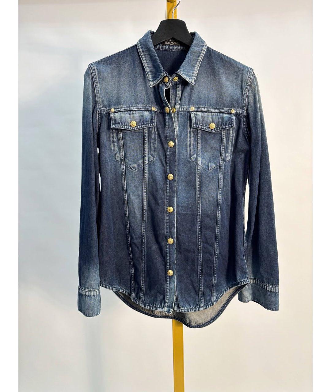 BALMAIN Темно-синяя хлопковая рубашка, фото 8