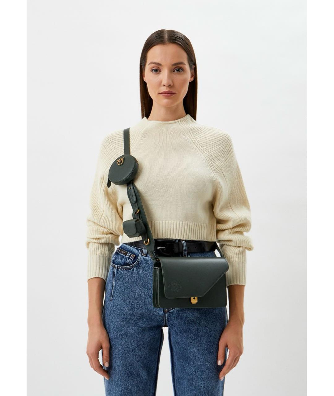 PINKO Зеленая кожаная сумка через плечо, фото 4