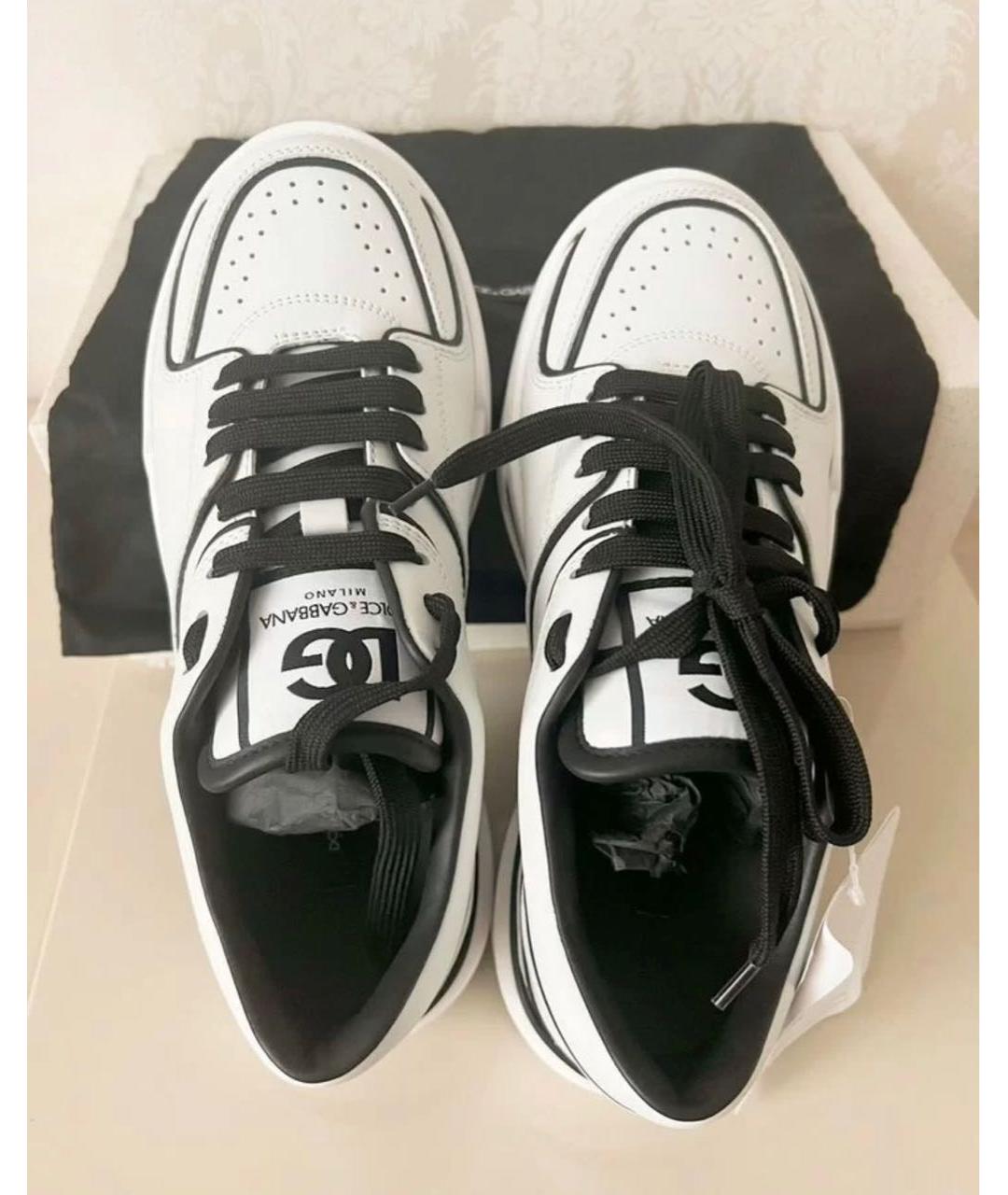 DOLCE&GABBANA Белые кожаные кеды, фото 3