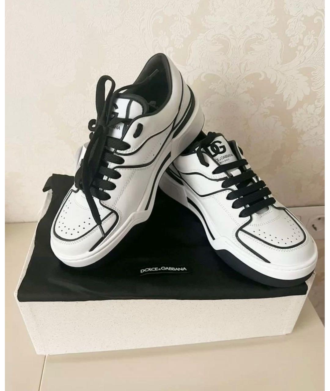 DOLCE&GABBANA Белые кожаные кеды, фото 2