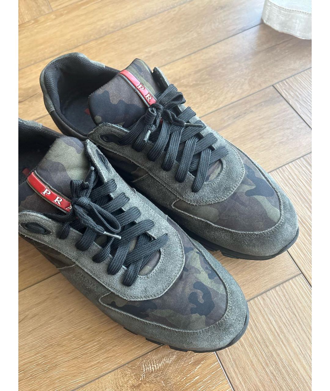 PRADA Хаки замшевые низкие кроссовки / кеды, фото 6