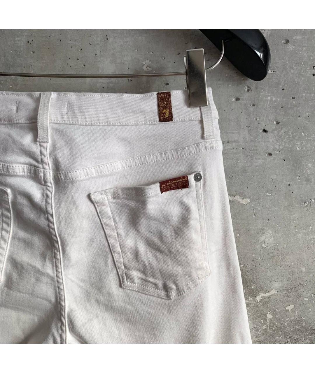 7 FOR ALL MANKIND Белые хлопко-эластановые прямые джинсы, фото 4