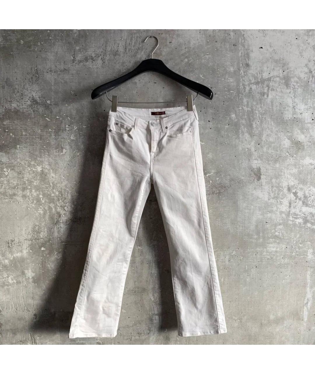7 FOR ALL MANKIND Белые хлопко-эластановые прямые джинсы, фото 7