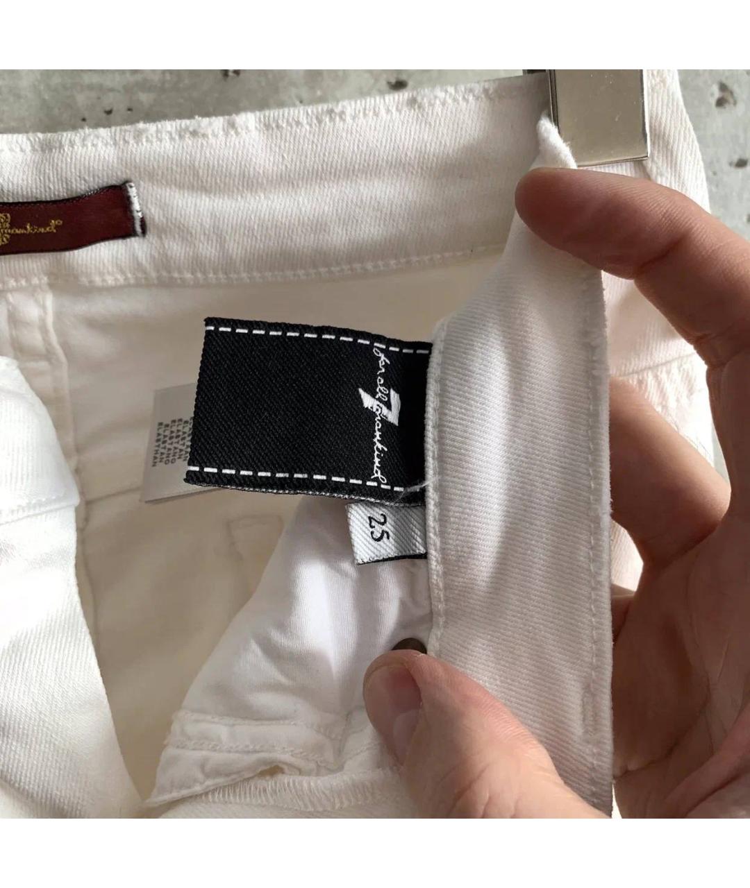 7 FOR ALL MANKIND Белые хлопко-эластановые прямые джинсы, фото 5