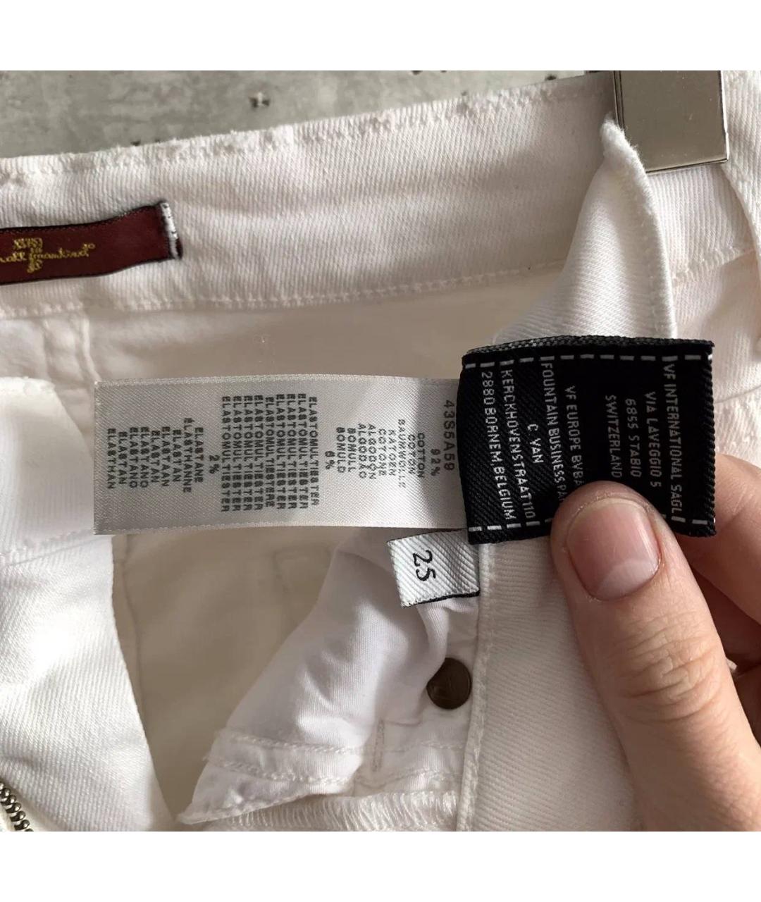 7 FOR ALL MANKIND Белые хлопко-эластановые прямые джинсы, фото 6