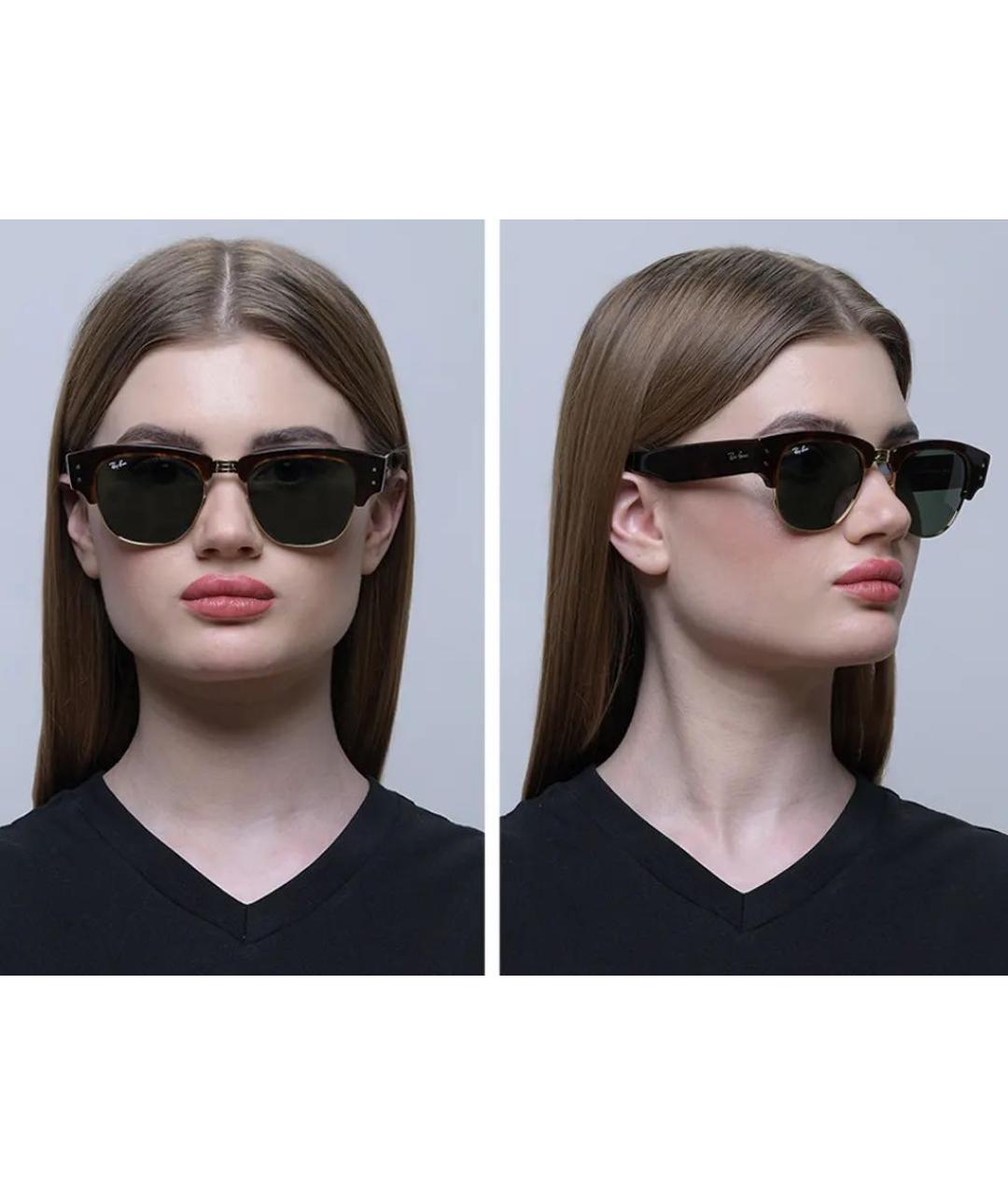 RAY BAN Коричневые пластиковые солнцезащитные очки, фото 7