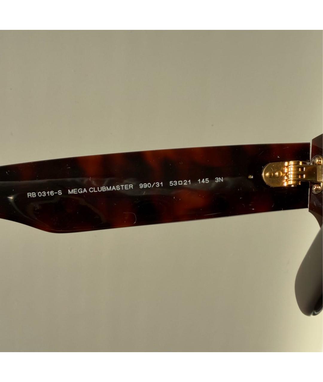 RAY BAN Коричневые пластиковые солнцезащитные очки, фото 5