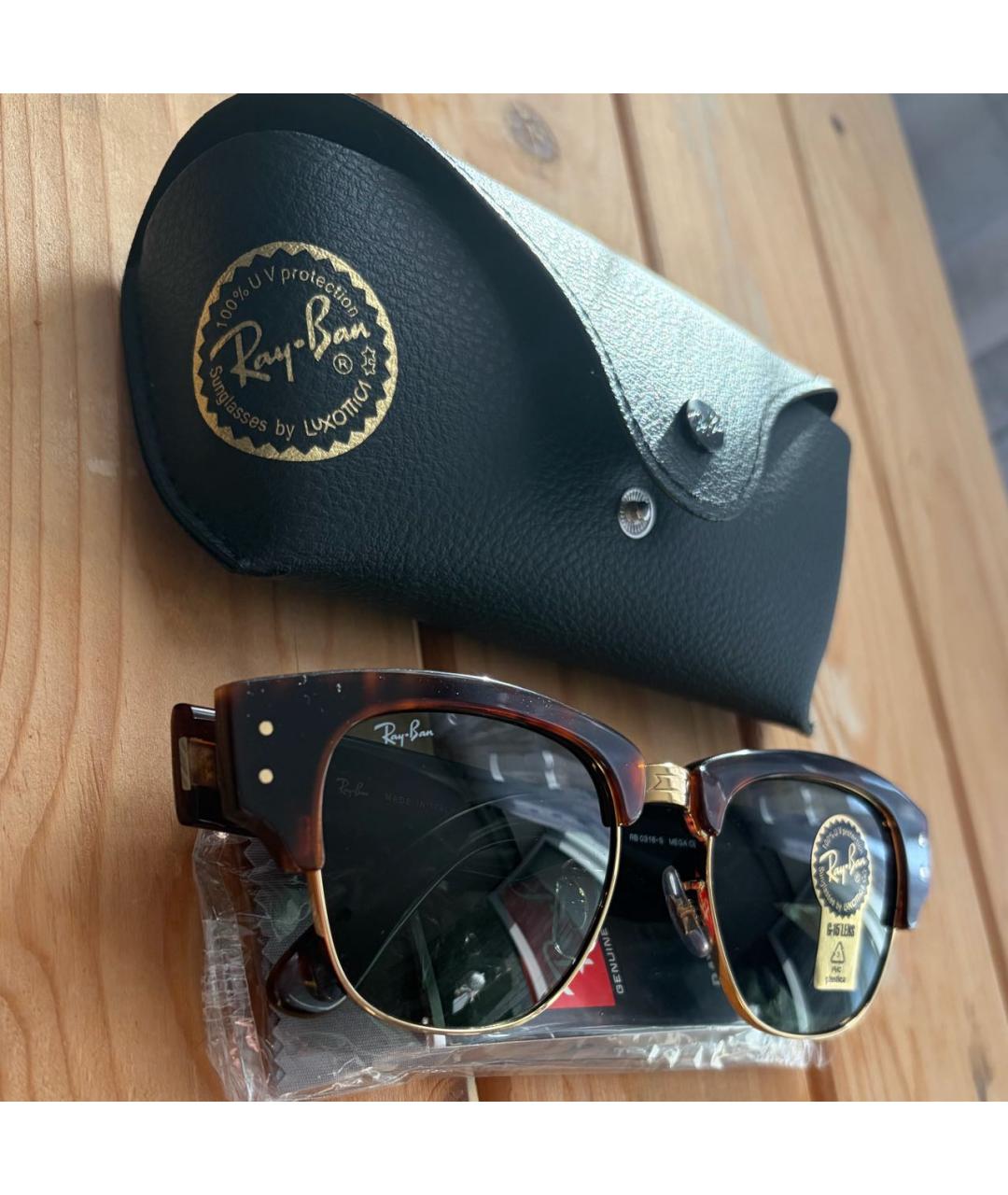 RAY BAN Коричневые пластиковые солнцезащитные очки, фото 4