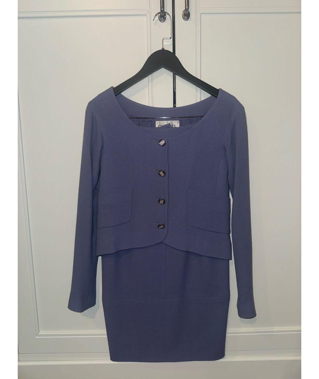 CHANEL Фиолетовый шерстяной костюм с юбками, фото 7