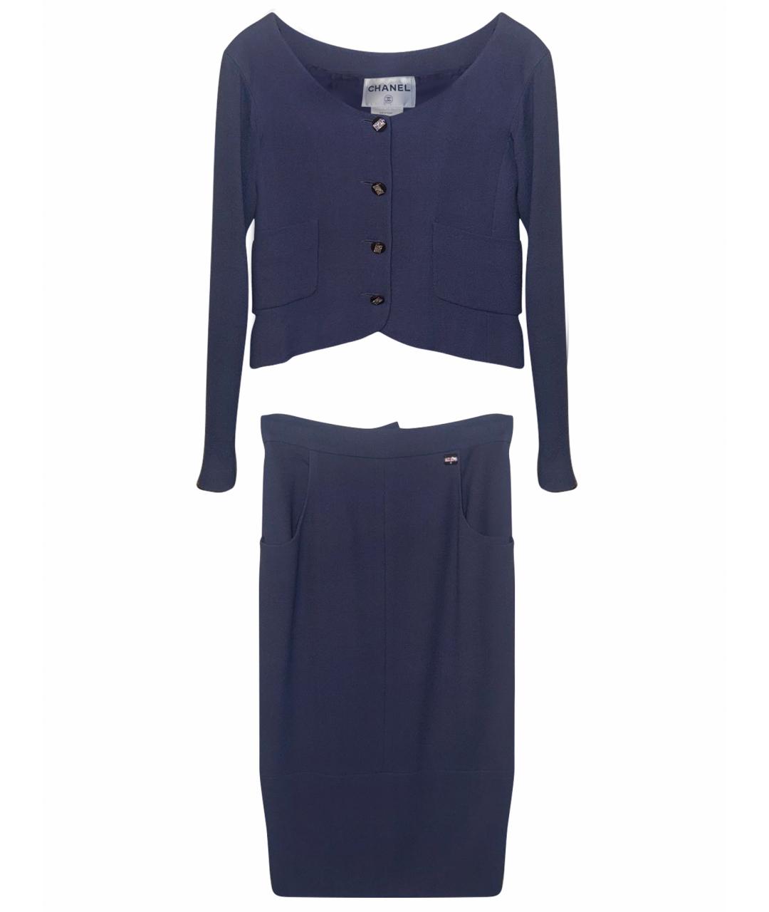 CHANEL Фиолетовый шерстяной костюм с юбками, фото 1