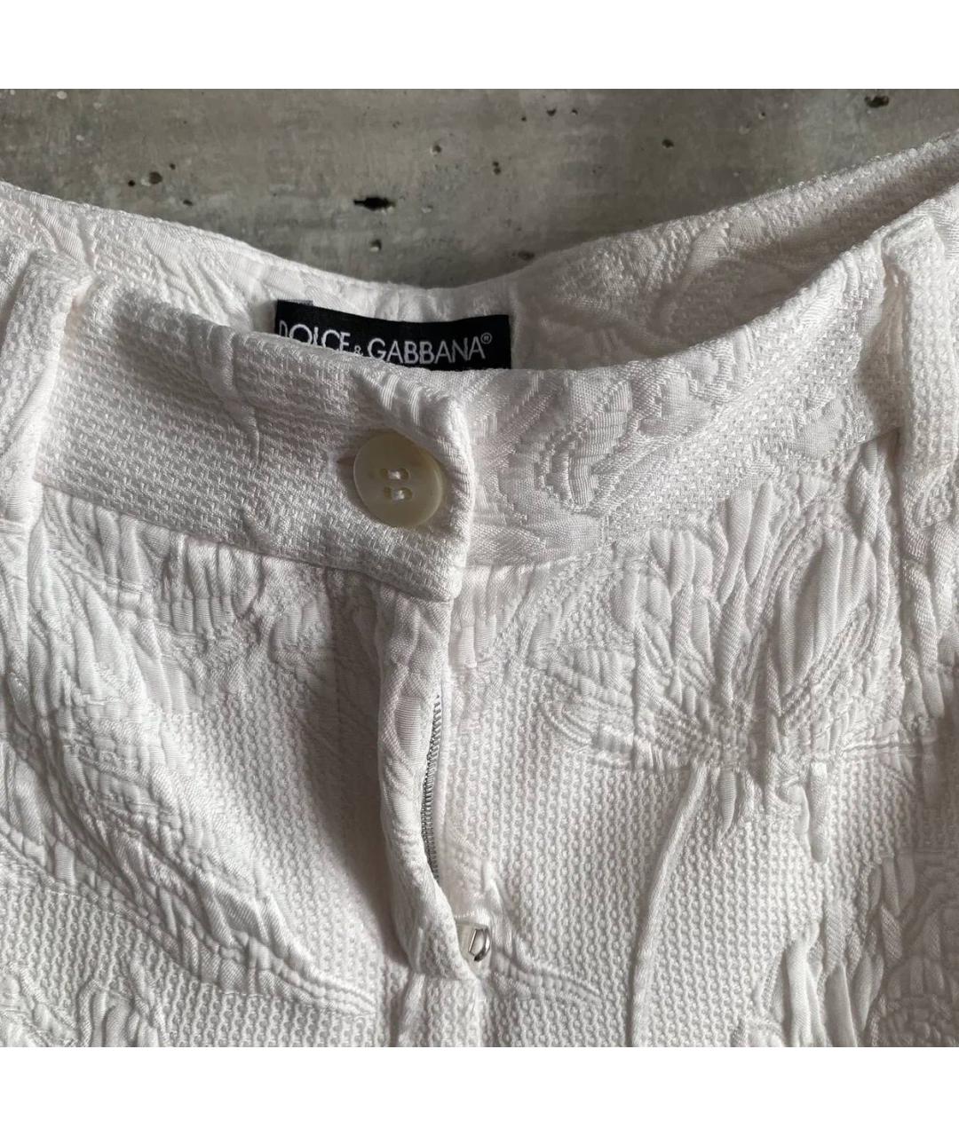 DOLCE&GABBANA Белые хлопковые брюки широкие, фото 3