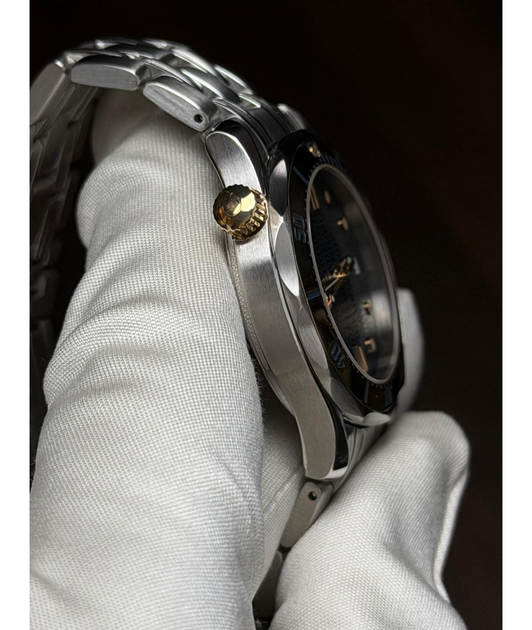 OMEGA Темно-синие часы из желтого золота, фото 5