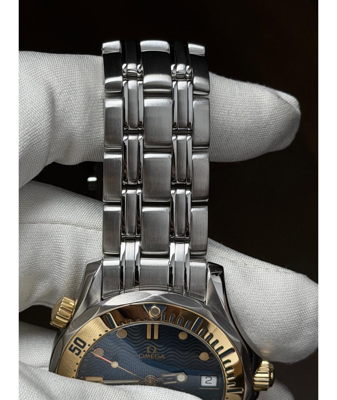 OMEGA Темно-синие часы из желтого золота, фото 6