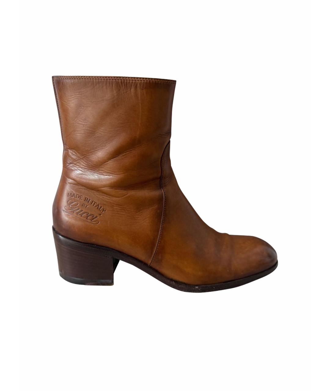 GUCCI Коричневые кожаные ботинки, фото 1