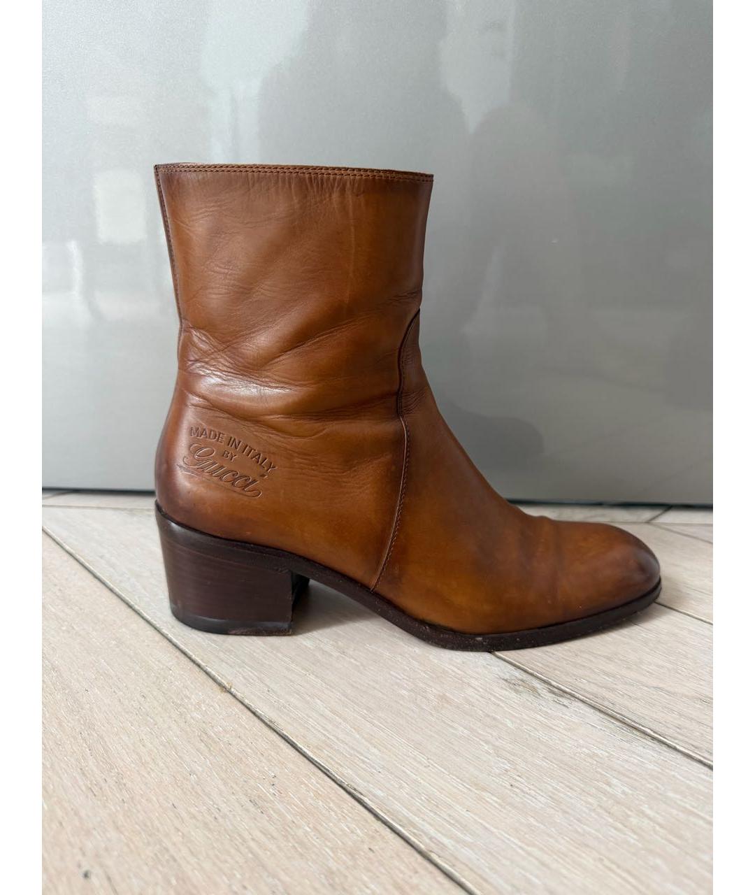 GUCCI Коричневые кожаные ботинки, фото 8