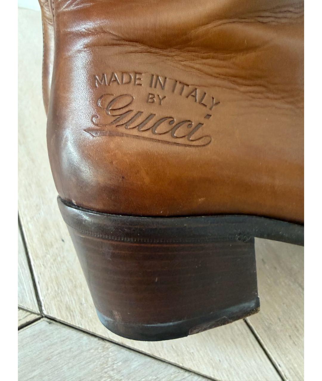 GUCCI Коричневые кожаные ботинки, фото 5