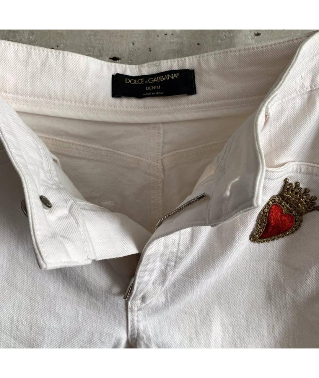 DOLCE&GABBANA Белые хлопко-эластановые джинсы клеш, фото 5