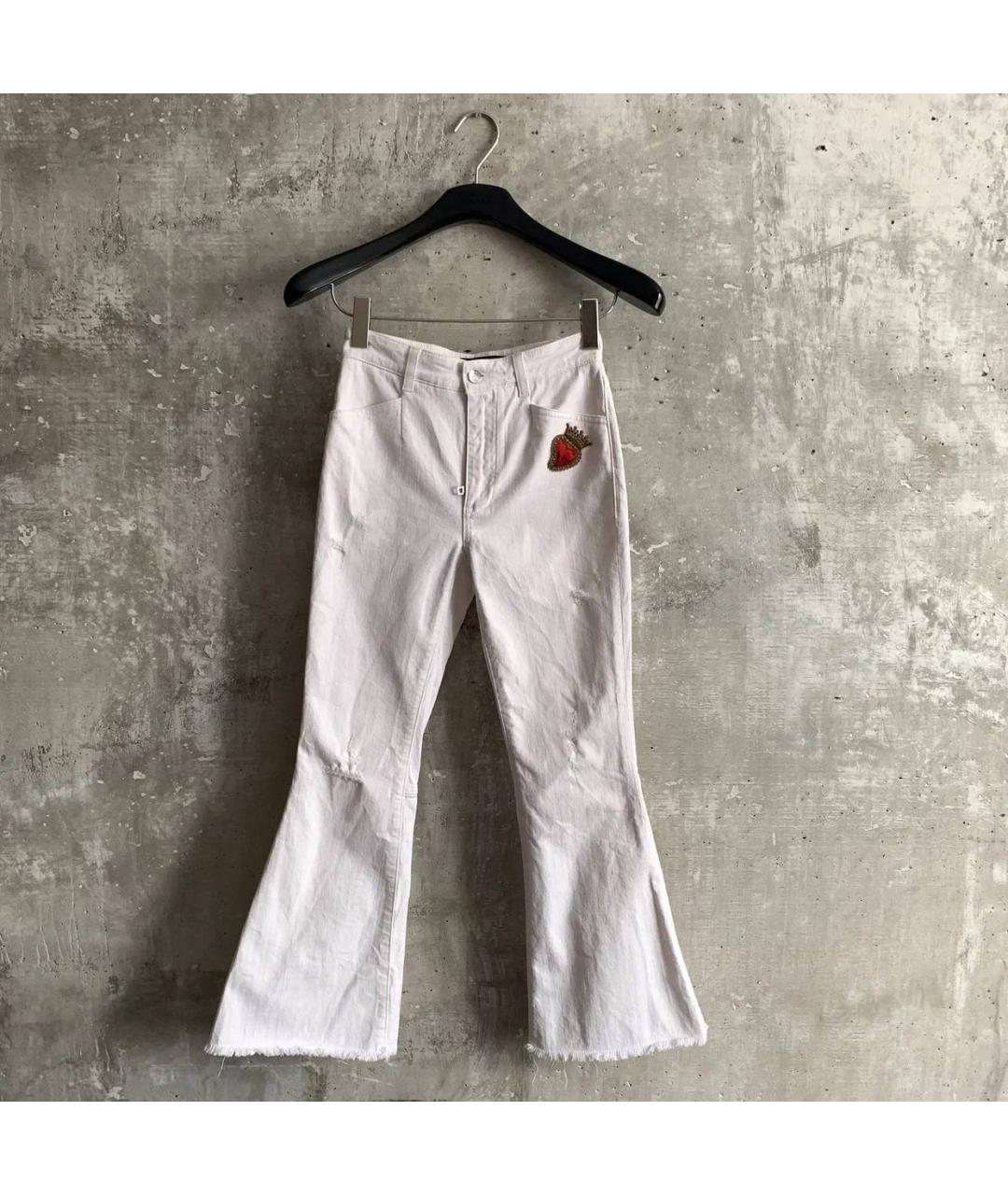 DOLCE&GABBANA Белые хлопко-эластановые джинсы клеш, фото 10