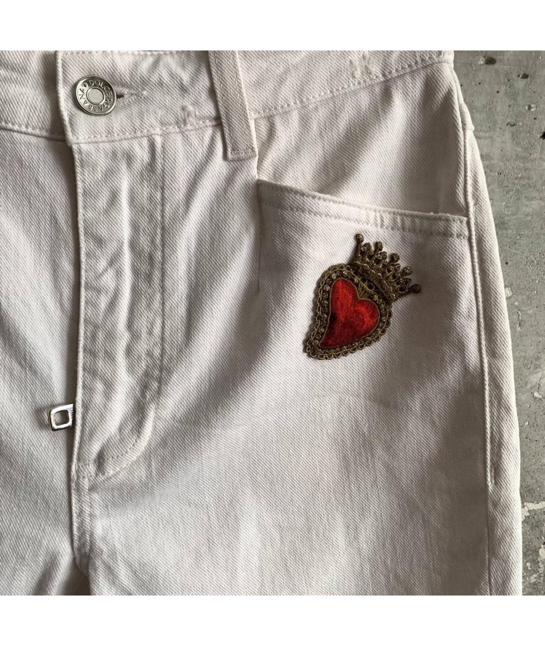 DOLCE&GABBANA Белые хлопко-эластановые джинсы клеш, фото 4