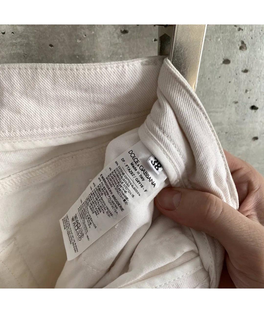 DOLCE&GABBANA Белые хлопко-эластановые джинсы клеш, фото 7